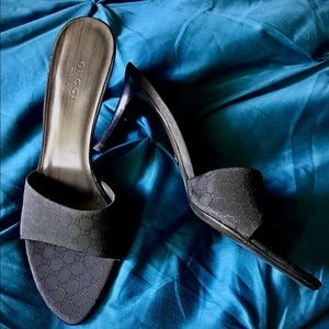Gucci 3” Canvas Sandal Mules size 7.5 B